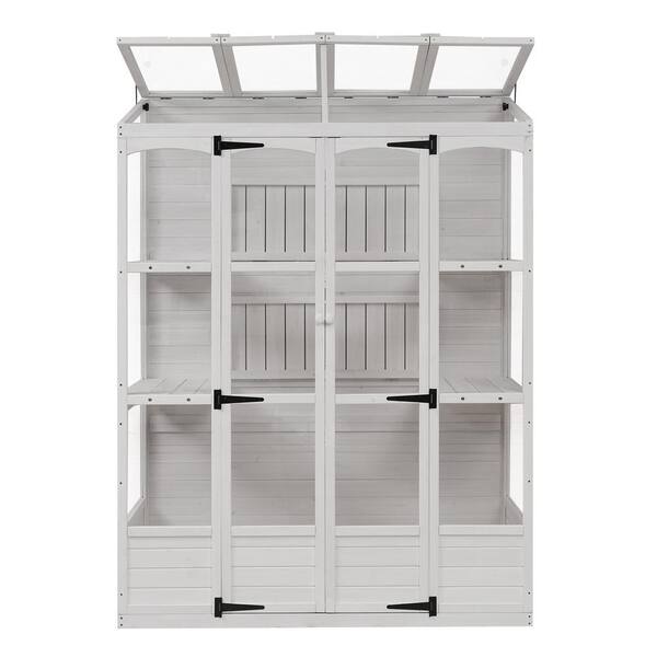 GOGEXX 58 in. W x 29 in. L x 78 in. H Walk-in Outdoor Greenhouse with 4 Independent Skylights and 2 Folding Middle Shelves