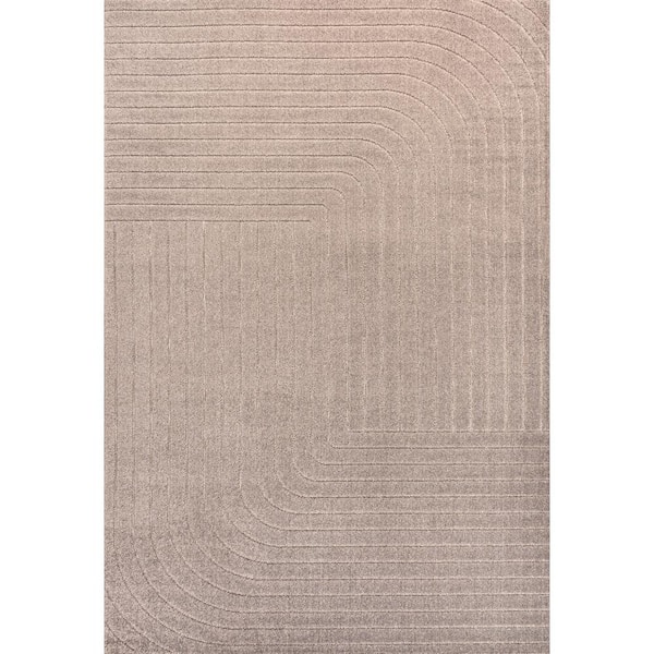 Odense High-Low Minimalist Angle Geometric Light Taupe 8 ft. x 10 ft. Indoor/Outdoor Area Rug