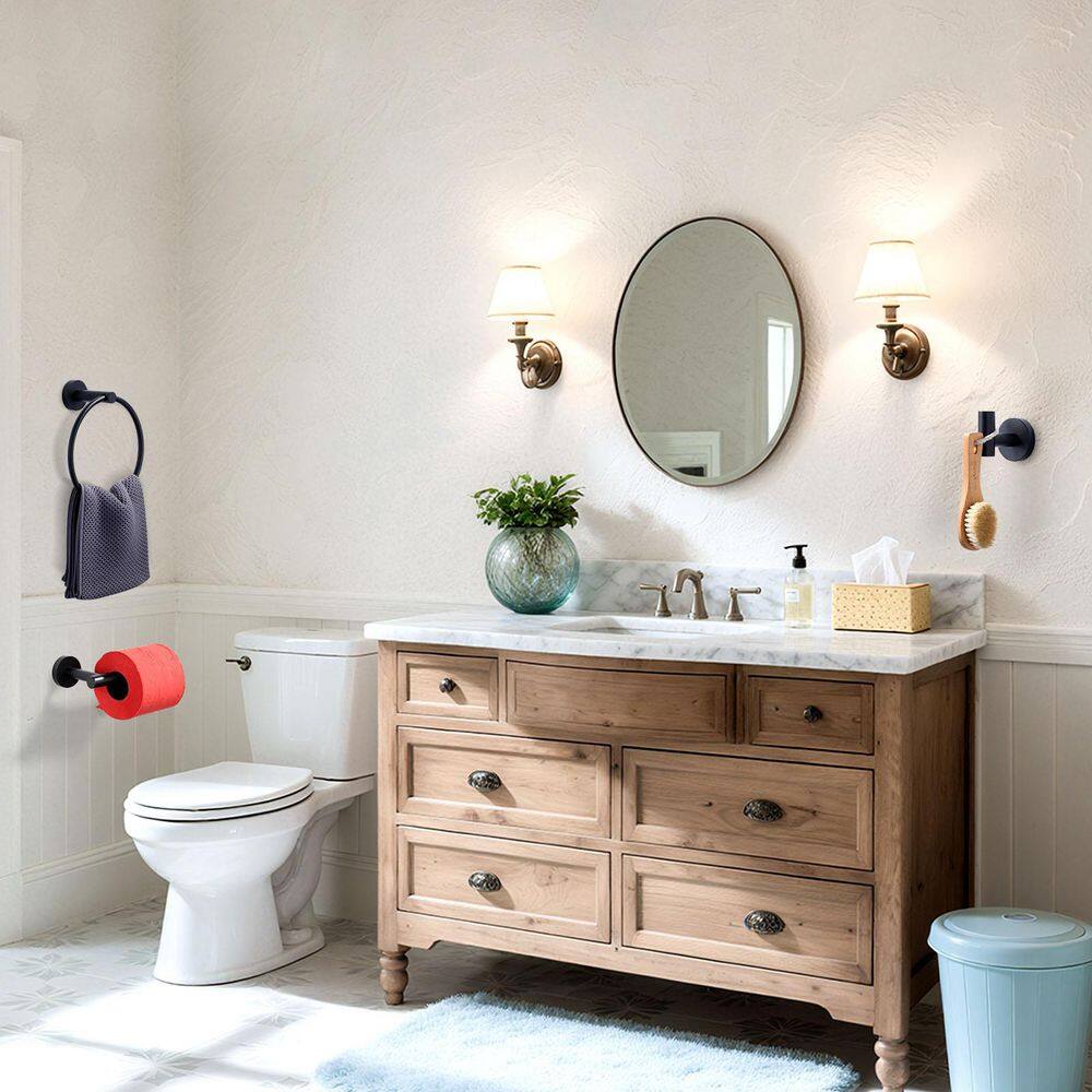 3-Piece Bath Hardware Set with Mounting Hardware with Towel Ring, Toilet Paper Holder, and Towel Hook in Matte Black price history on PriceWatchPro