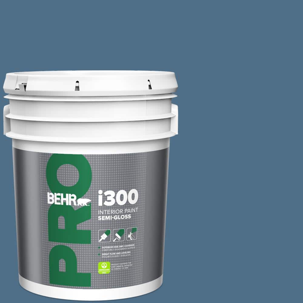 BEHR PRO 5 gal. #570D-6 Neptune Blue Semi-Gloss Interior Paint PR37305 ...