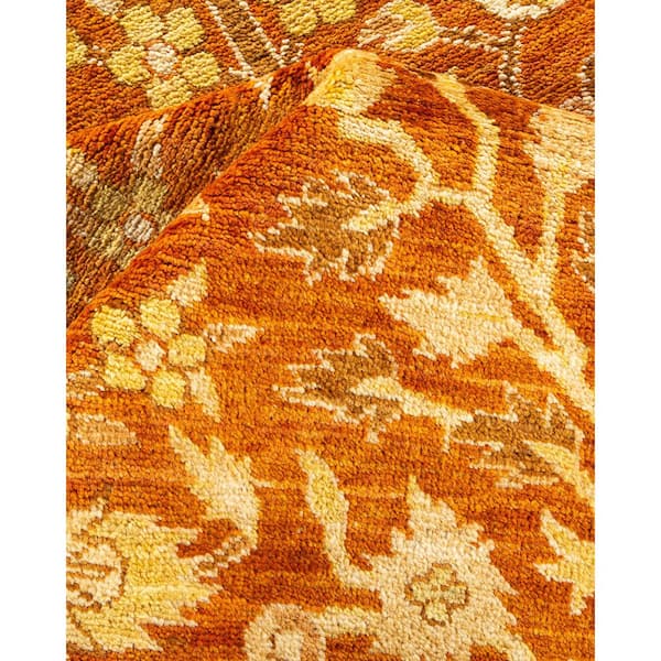 Electric 9 ft. x 12 ft. Brown Floral Wool Indoor Area Rug