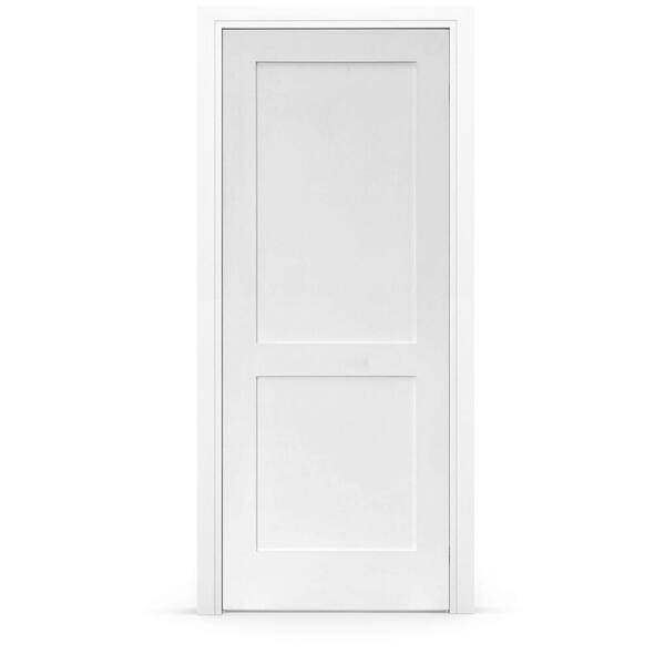Stile Doors 28 in. x 80 in. Shaker Primed 2-Panel Right-Handed Solid Core MDF Single Prehung Interior Door
