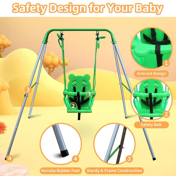 DRM Folding Toddler Swing With Spiral Toys - Indoor Outdoor Baby Swing For 9-36 Months Up To 55lbs