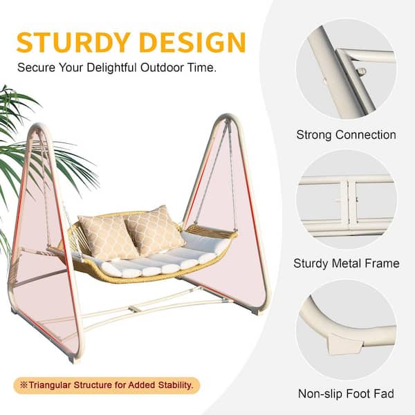 Tatayosi 5.71 ft. L Outdoor Patio Porch Swing, 2-Seat Hanging
