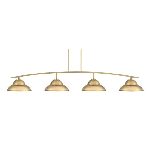 Unbranded Siena 4-Light New Age Brass Billiard Light with 13 in. New Age Brass Metal Shades no bulbs included