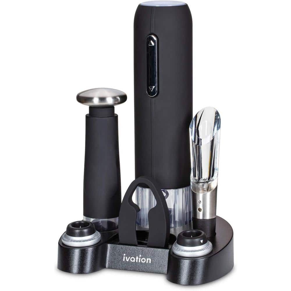 Electric Wine Bottle Opener, Aerator, Vacuum Wine Preserver Black, 2-Bottle