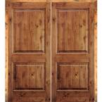 Krosswood Doors 72 in. x 96 in. Rustic Knotty Alder 2-Panel Arch-Top VG ...