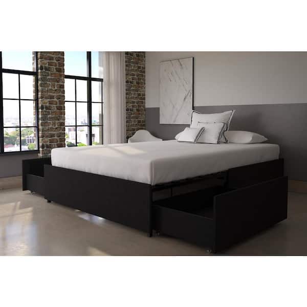 Kristian Gray Linen Full Upholstered Platform Bed with Storage