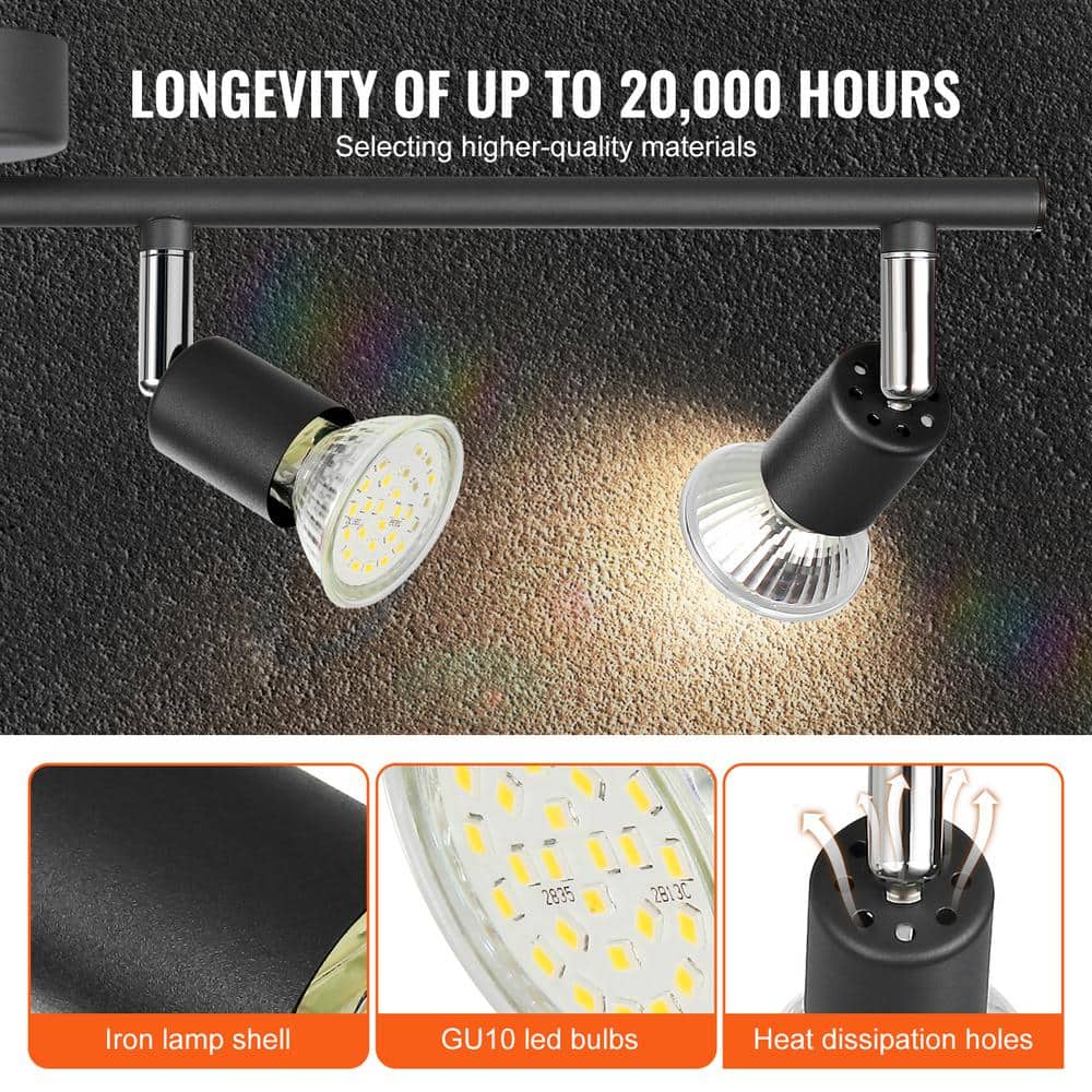 Matte Black Adjustable 4-Light LED Track Lighting Kit