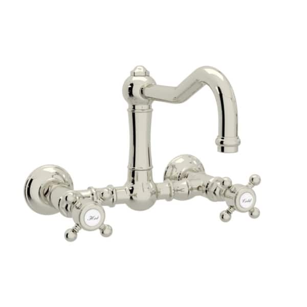 Rohl Italian Kitchen Satin Nickel 2-Handle Wall-Mount Pot Filler Handle Kitchen Faucet Rohl Italian Kitchen Satin Nickel 2-Handle Wall-Mount Pot Filler Handle Kitchen Faucet