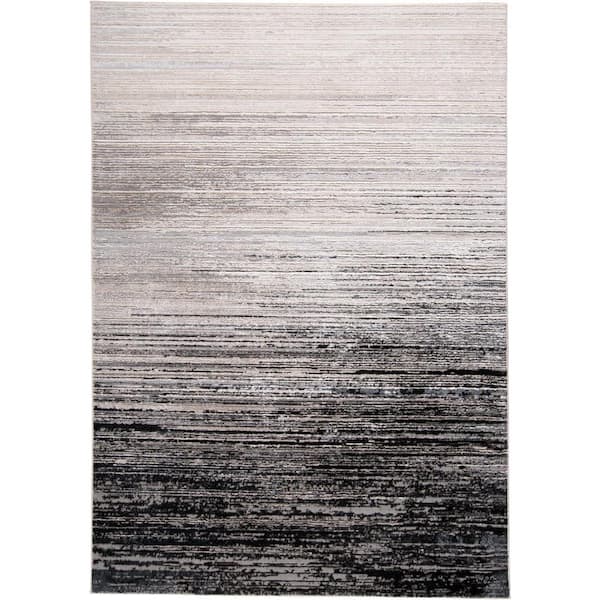 HomeRoots Beige and Black Abstract 7 ft. x 10 ft. Area Rug