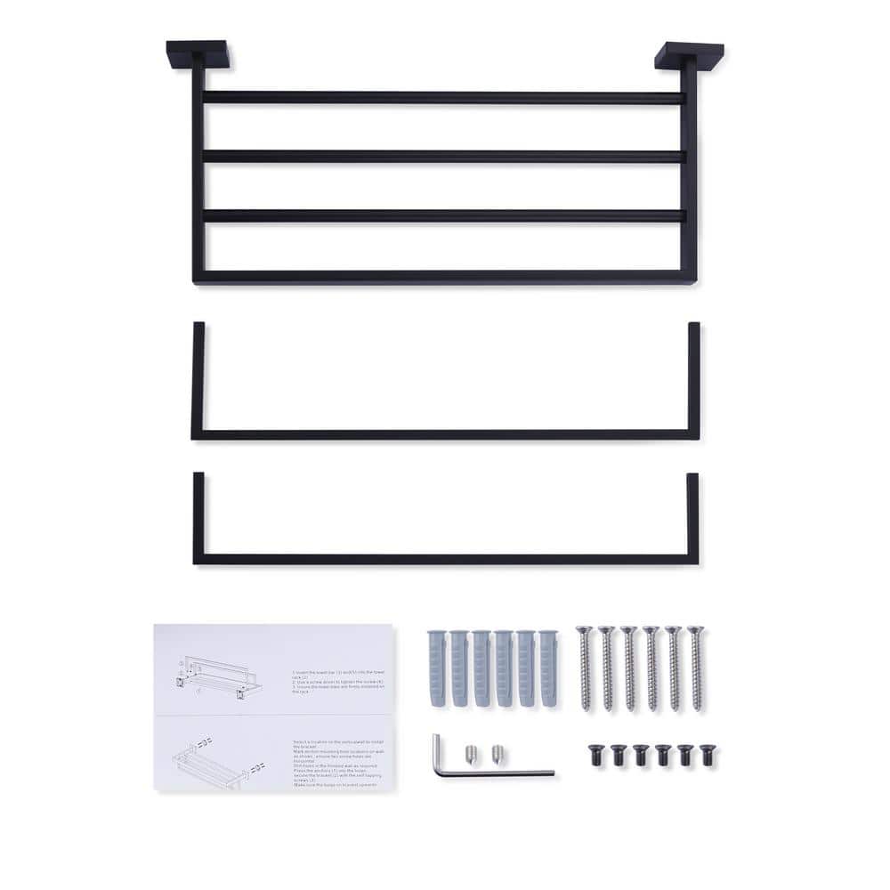 Matte Black 20 Inch Stainless Steel Wall Mounted Towel Rack