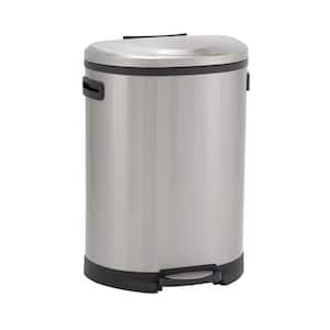 50 l/13 Gal. Oval Stainless Steel Trash Can with Step Large Plastic Liner