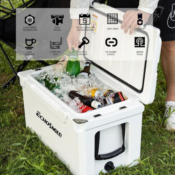 ITOPFOX 40 qt. Outdoor White Insulated Box Cooler with Stretch