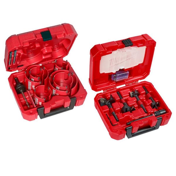 BIG HAWG Carbide Hole Saw Kit (10-Piece) with SWITCHBLADE Plumbers Selfeed Bits Set (5-Piece)