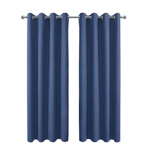 34 in. W x 84 in. L Blackout Curtains with Grommet Top Room Darkening Noise Reducing, Navy Blue（1 Panel）
