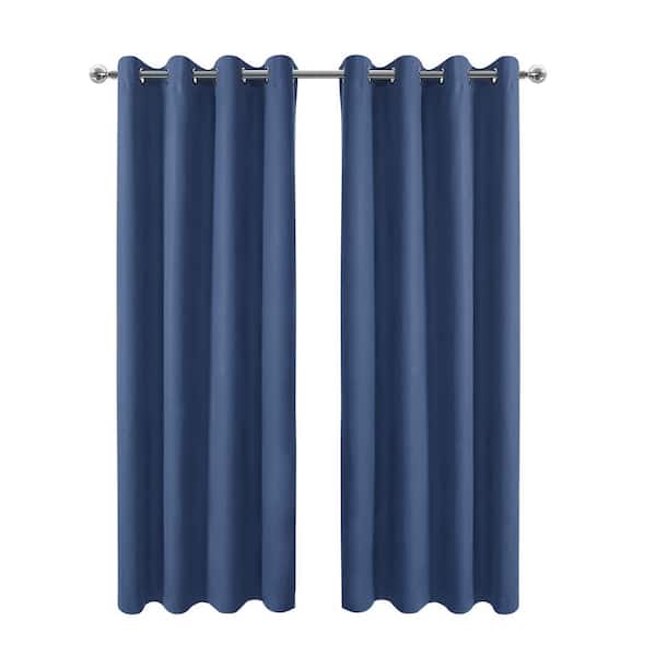 Pro Space 34 in. W x 84 in. L Blackout Curtains with Grommet Top Room Darkening Noise Reducing, Navy Blue（1 Panel）