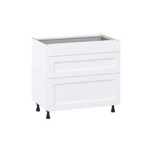Mancos Bright White Shaker Assembled Base Kitchen Cabinet with 3 Drawers (36 in. W x 34.5 in. H x 24 in. D)