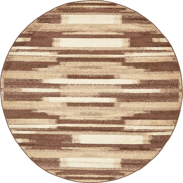 Unique Loom Autumn Wheat Beige 8' 0 x 8' 0 Round Rug