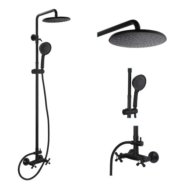 Unbranded Double Handles 5-Spray Patterns 2 Showerheads Shower Faucet 2.5 GPM with High Pressure Hand Shower in Oil-Rubbed Bronze