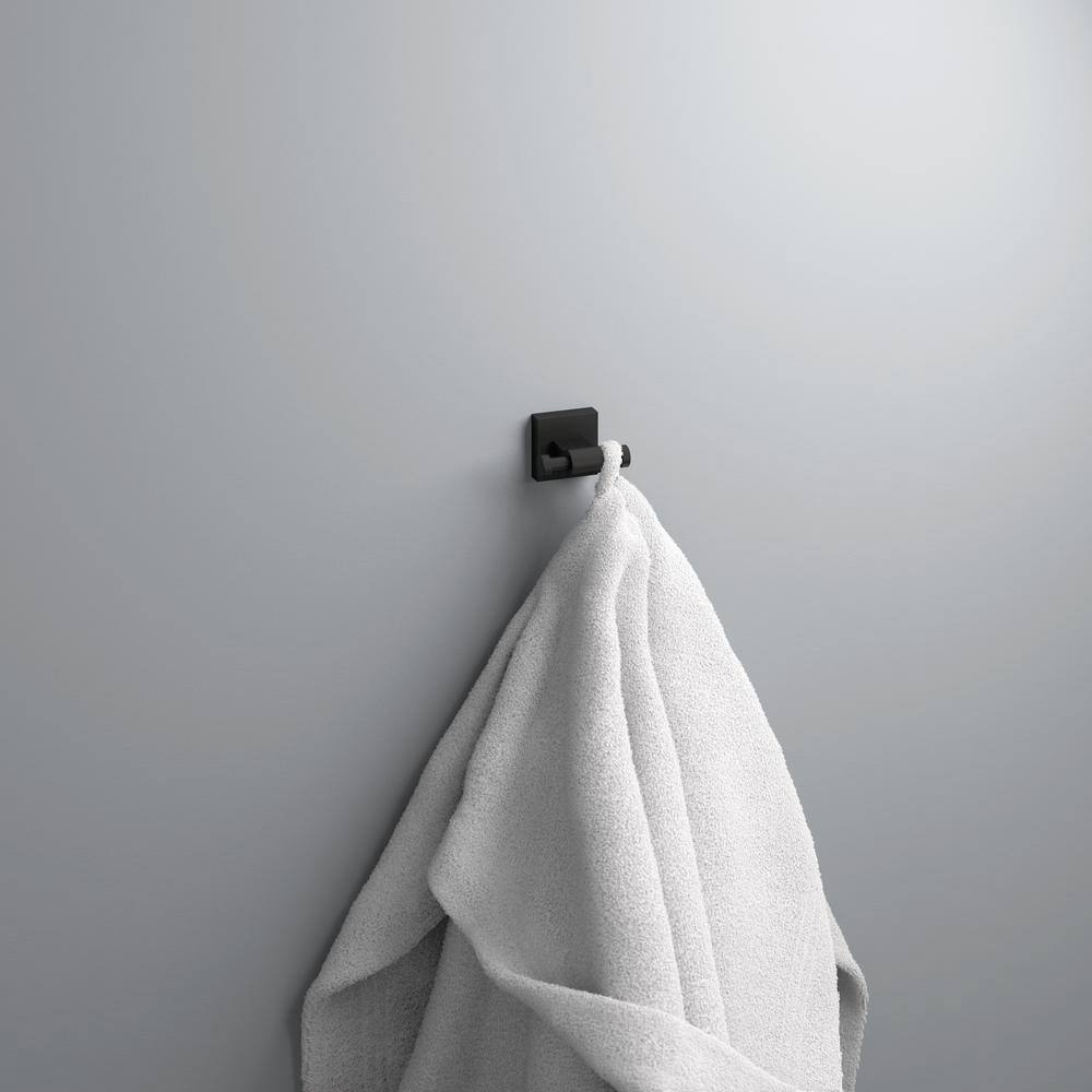 Matte Black Square Wall Mounted Double J-Hook Towel Holder
