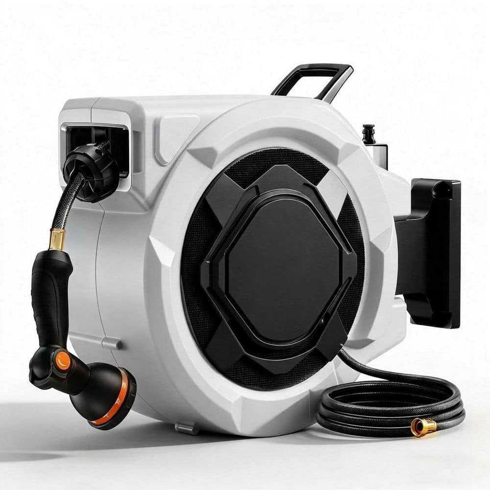 1/2 in. x 100 ft. Heavy-Duty Retractable Garden Hose Reel with 10-Pattern Nozzle Auto Rewind Wall Mount price history on PriceWatchPro