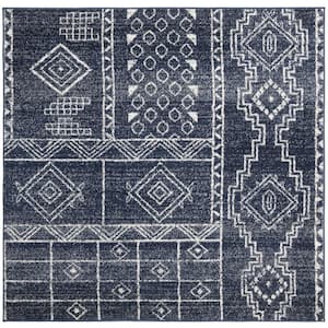 Adirondack Navy/Silver 6 ft. x 6 ft. Western Tribal Square Area Rug
