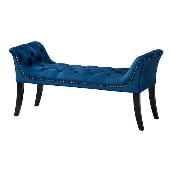 Baxton Studio Chandelle Blue Bench (24.4 in. H x 51.2 in. W x 18.5 in. D)