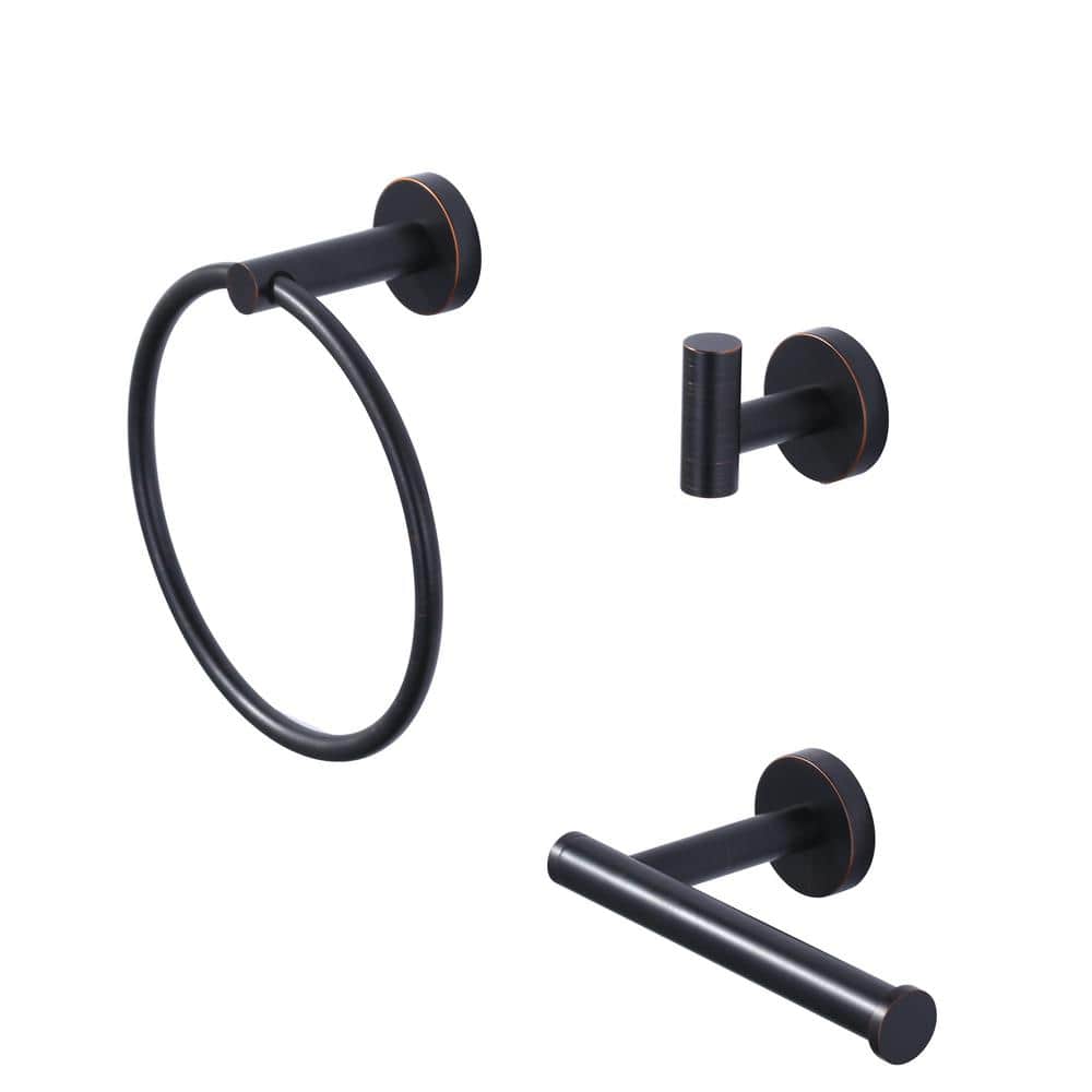 3-Piece Bath Hardware Set Bathroom Accessories Set with Toilet Paper Holder, Towel Hook, Towel Ring in Oil Rubbed Bronze price history on PriceWatchPro