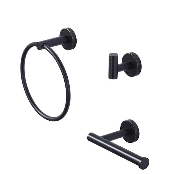 ARCORA 3-Piece Bath Hardware Set Bathroom Accessories Set with Toilet Paper Holder, Towel Hook, Towel Ring in Oil Rubbed Bronze