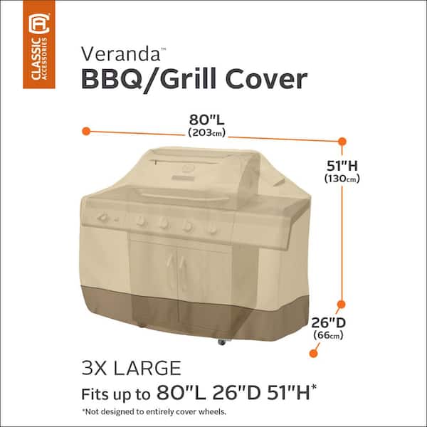 Veranda 80 in. L x 26 in. D x 51 in. H BBQ Grill Cover in Pebble