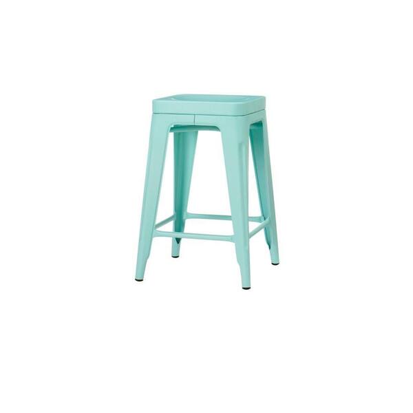 Unbranded Garden 24 in. H Blue Backless Counter Height Stool