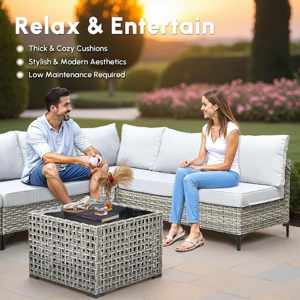 HOOOWOOO Holston 10-Piece Wicker Modern Outdoor Patio