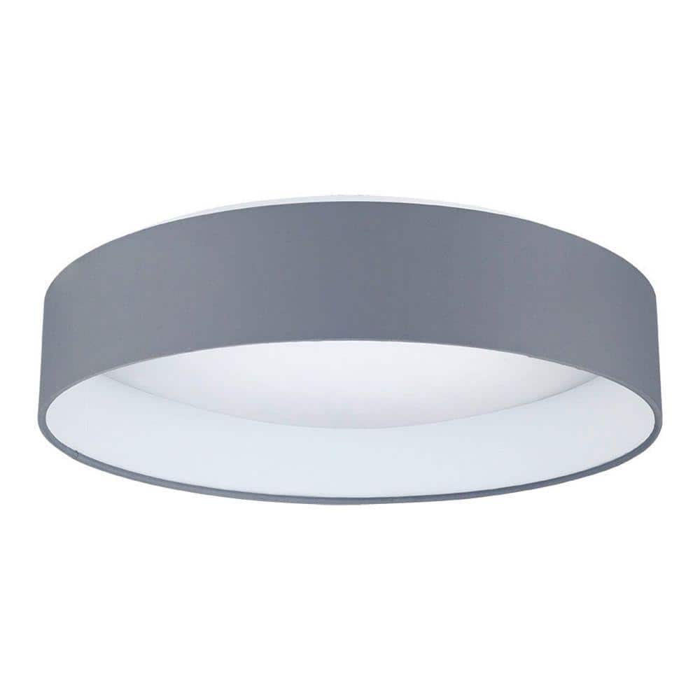 Palomaro 16 in. W x 4.125 in. H Grey LED Flush Mount with Linen Drum Shade