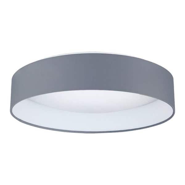 Eglo Palomaro 16 in. W x 4.125 in. H Grey LED Flush Mount with Linen Drum Shade