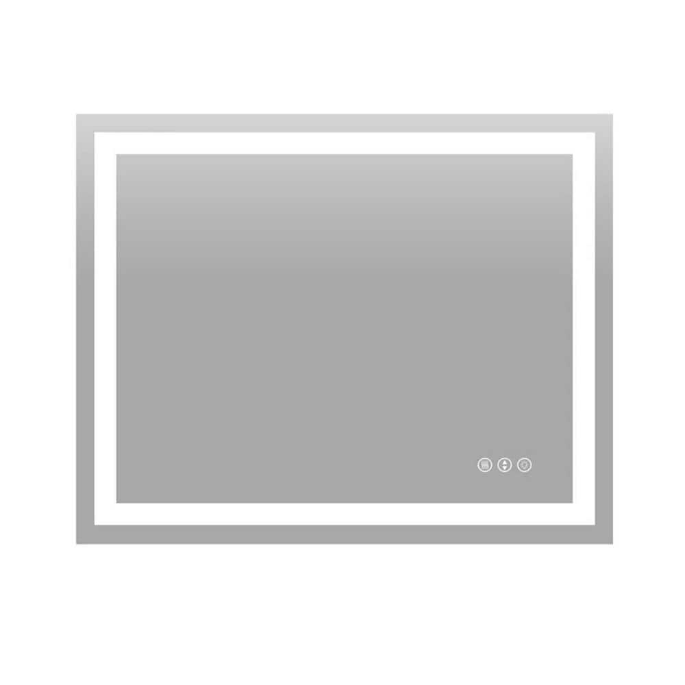 40 in. W x 32 in. H LED Frameless Rectangular White Mirror for Living Room