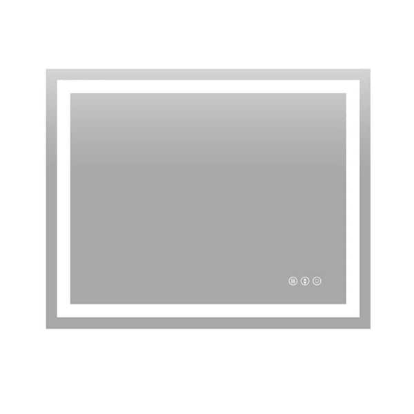 Unbranded 40 in. W x 32 in. H LED Frameless Rectangular White Mirror for Living Room
