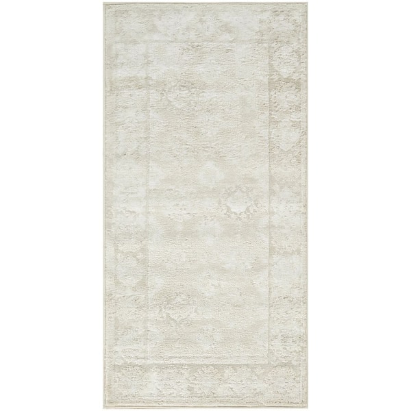 Dekor Ivory Beige 2 ft. x 4 ft. Medallion Traditional Area Rug