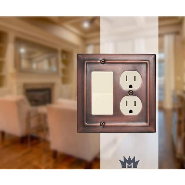 Architectural 2-Gang 1-Duplex/1-Rocker Wall Plate (Antique Copper Finish)