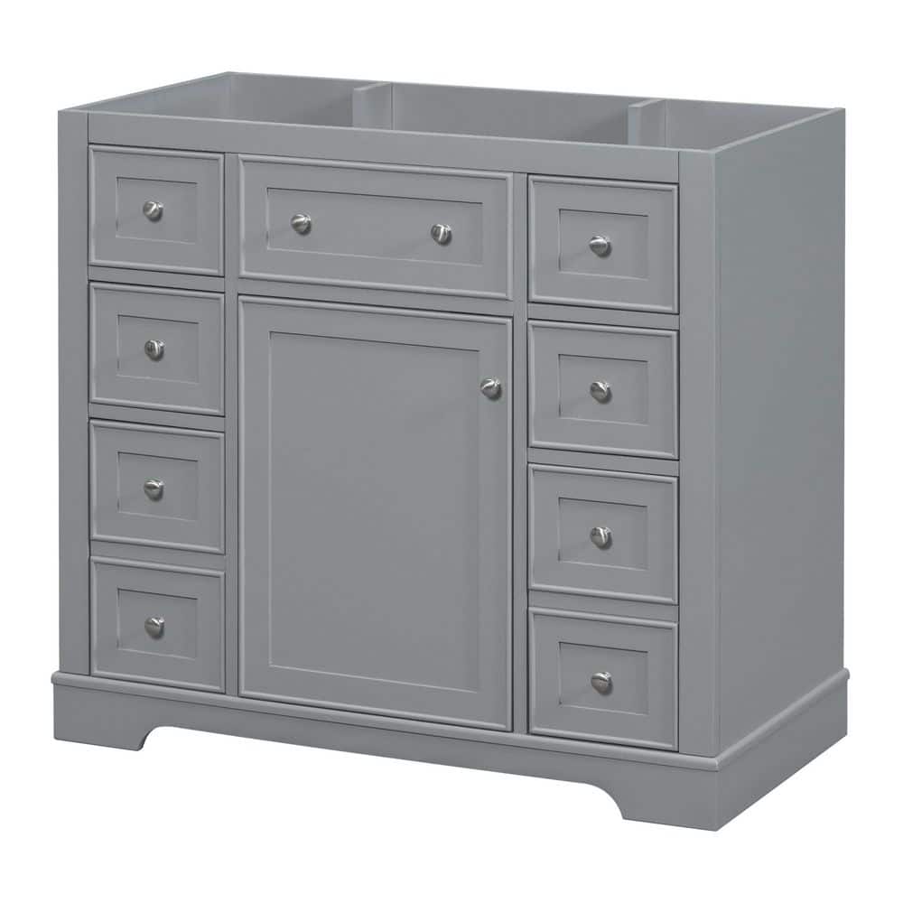 BY 35.6 in. Bath Vanity Cabinet without Top in Gray Unassembled, with 1 Door, 6 Drawers price history on PriceWatchPro