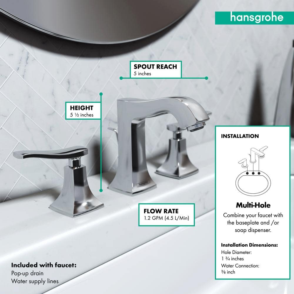 Polished Nickel Brass Widespread Bathroom Faucet with Dual Handles