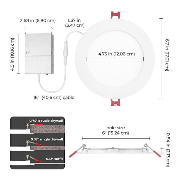 12-Pack 6 in. Builder Series Adjustable CCT Integrated LED UltraSlim Canless Recessed Lights for Kitchen Bath Livingroom