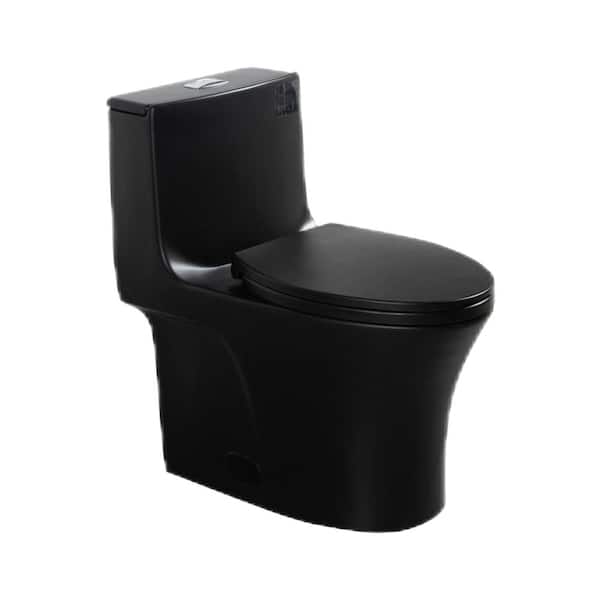 1-piece 1.1/1.6 GPF Dual Flush Ceramic Toilet in Matte Black, MAP 1000g,ADA Certified