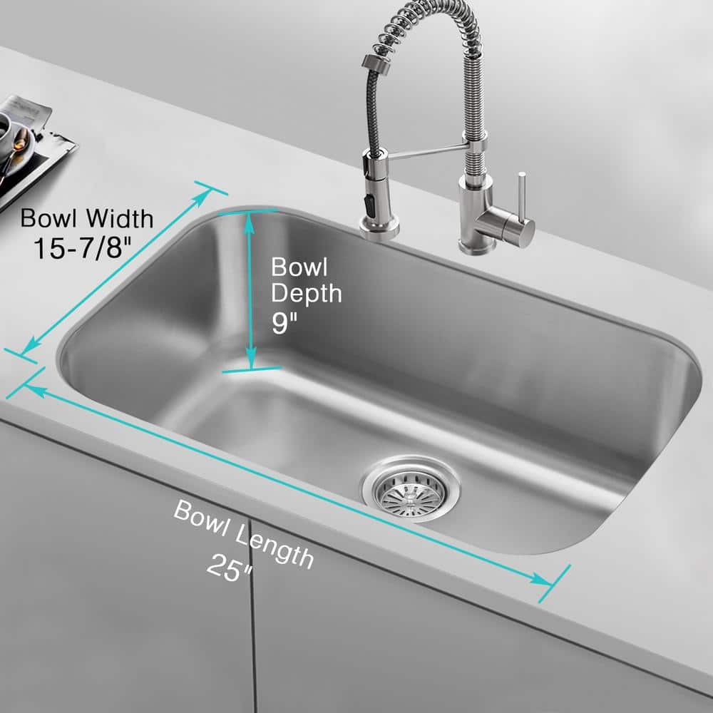 JASSFERRY 27'' Satin Stainless Steel Undermount Kitchen Sink with Accessories