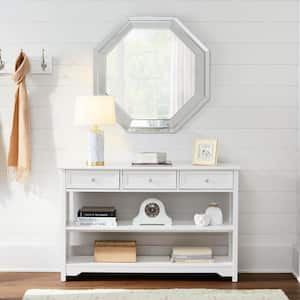 Bradstone 47 in. White Rectangle Wood Console Table with Drawers