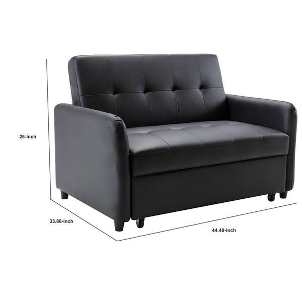 Benjara 33.8 in. Black Solid Faux Leather 2-Seater Convertible Sleeper  Loveseat with USB Ports BM284851 - The Home Depot