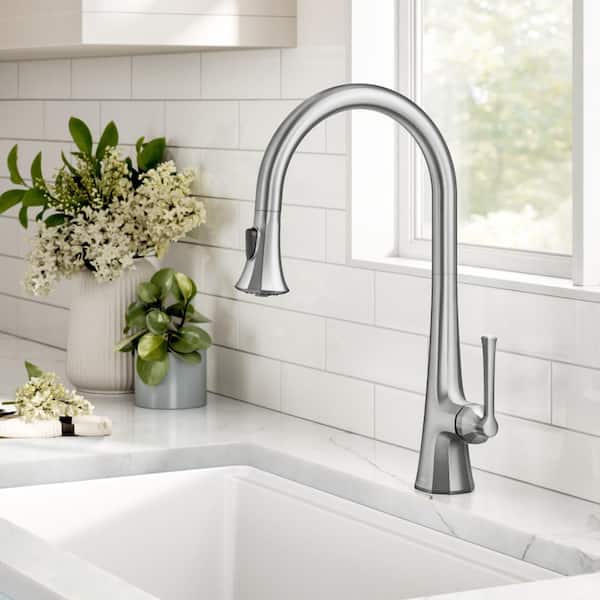 Savan2-Function Single HandlePull Down Kitchen Faucetin Spot-Free Stainless Steel