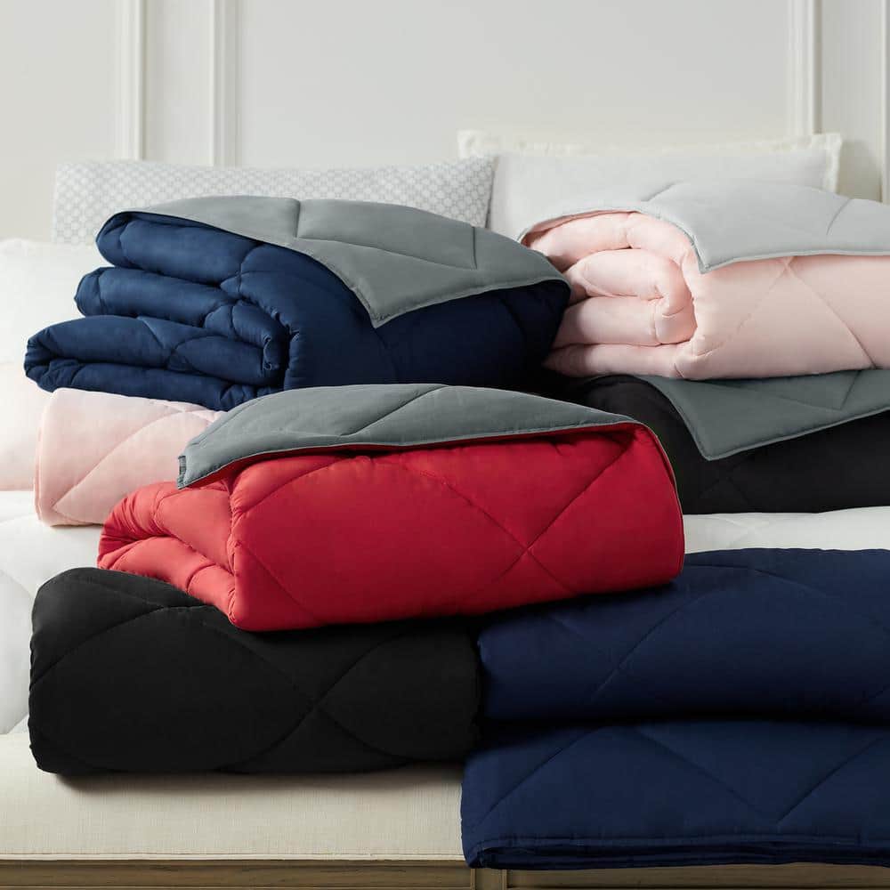 Full Black and Gray Microfiber Reversible Bedding Set