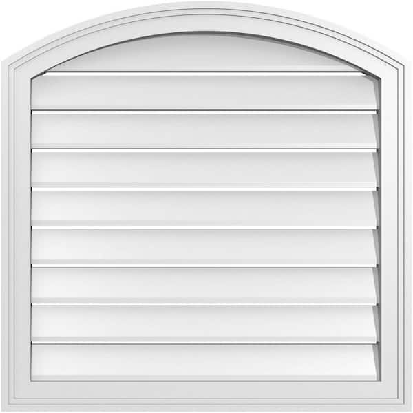 Ekena Millwork 26 in. x 42 in. Arch Top Surface Mount PVC Gable Vent: Decorative with Brickmould Frame