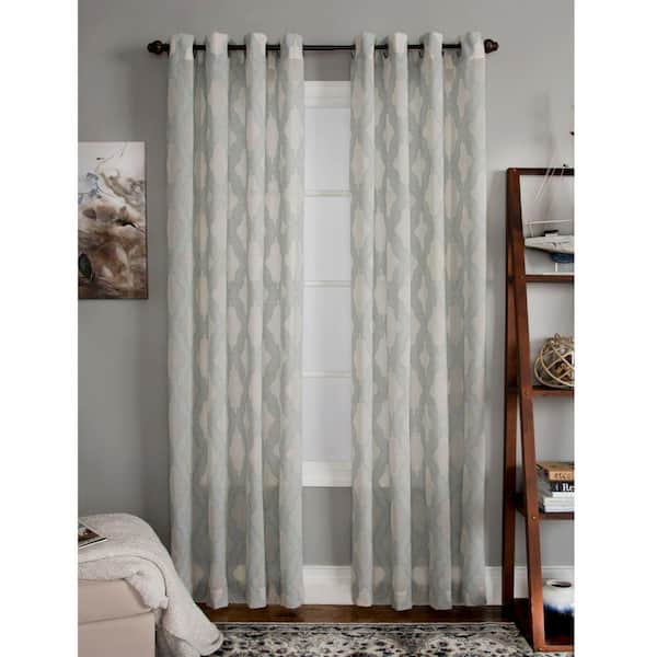 Natco Clip 50 in. W x 84 in. L Polyester and Linen Semi-Sheer Window Panel in Blue
